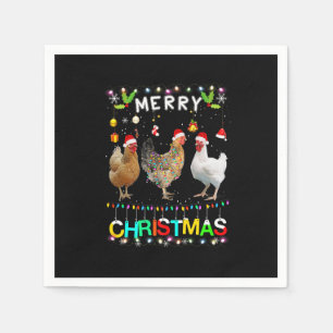 Merry KerstChicken Shirt Santa Hat Lights Xma Servet