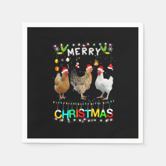 Merry KerstChicken Shirt Santa Hat Lights Xma Servet