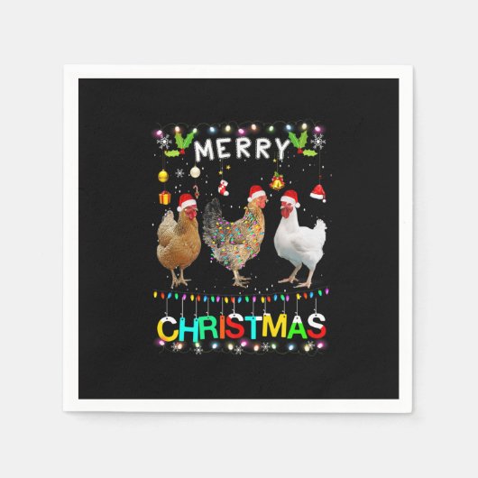 Merry KerstChicken Shirt Santa Hat Lights Xma Servet (Voorkant)