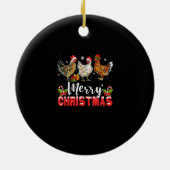 Merry KerstChicken Shirten Funny Santa Hat Lig Keramisch Ornament (Achterkant)