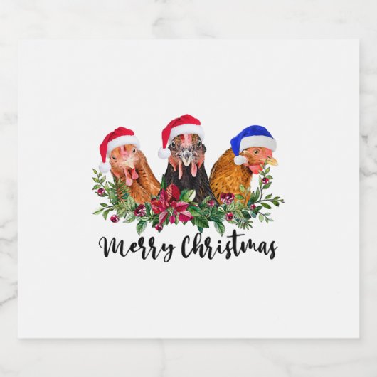 Merry KerstChicken Sparkling Wijnetiket (Enkel label)
