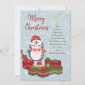 Merry Kerstcitote Cute Baby Penguin Santa Hat Feestdagenkaart (Voorkant)