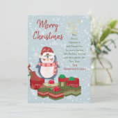 Merry Kerstcitote Cute Baby Penguin Santa Hat Feestdagenkaart (Staand voorkant)