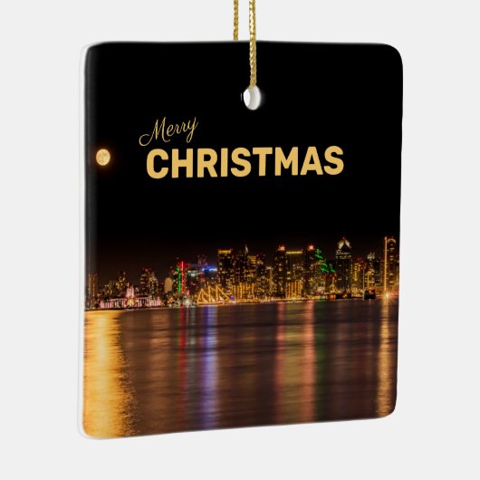 Merry KerstCity Skyline Black & Gold San Diego Keramisch Ornament (Rechts)