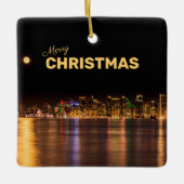 Merry KerstCity Skyline Black & Gold San Diego Keramisch Ornament (Voorkant)