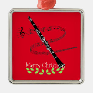Merry KerstClarinet Metalen Ornament