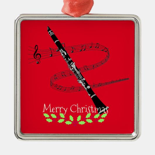 Merry KerstClarinet Metalen Ornament (Voorkant)