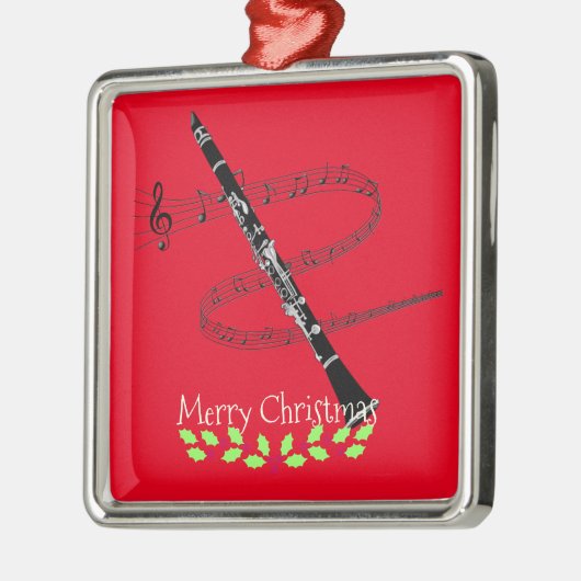 Merry KerstClarinet Metalen Ornament (Links)