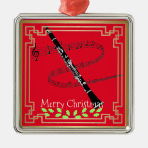 Merry KerstClarinet Metalen Ornament