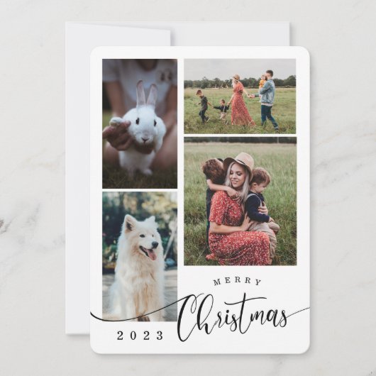 Merry Kerstcollage 4 Foto Feestdagenkaart (Voorkant)