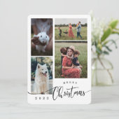 Merry Kerstcollage 4 Foto Feestdagenkaart (Staand voorkant)