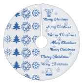 Merry Kerstcollage Blue Fleece Kerstboom Rok (Voorkant)