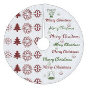 Merry Kerstcollage Dark Red F Green Fleece Kerstboom Rok (Voorkant)