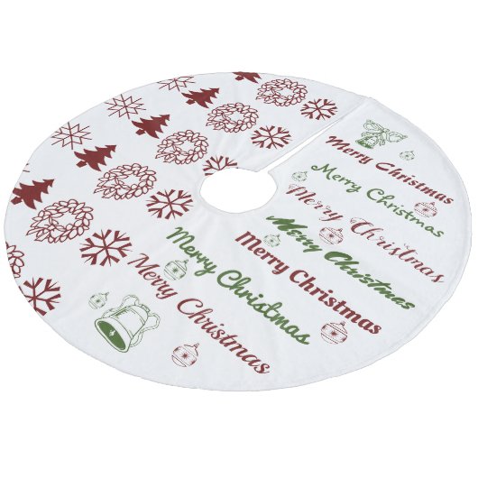 Merry Kerstcollage Dark Red F Green Fleece Kerstboom Rok (Gekanteld)