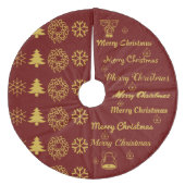 Merry Kerstcollage Donk Red Gold Fleece Kerstboom Rok (Voorkant)