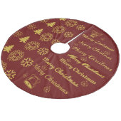 Merry Kerstcollage Donk Red Gold Fleece Kerstboom Rok (Gekanteld)