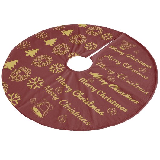 Merry Kerstcollage Donk Red Gold Fleece Kerstboom Rok (Gekanteld)