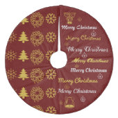 Merry Kerstcollage Donkerrood Gold S2 Fleece Kerstboom Rok (Voorkant)