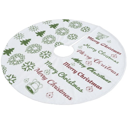 Merry Kerstcollage F Green Red Fleece Kerstboom Rok (Gekanteld)