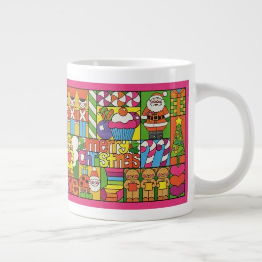 Merry Kerstcollage Grote Koffiekop (Rechts)