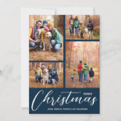 Merry Kerstcollage Multi-Photo Navy Blue Feestdagenkaart (Voorkant)