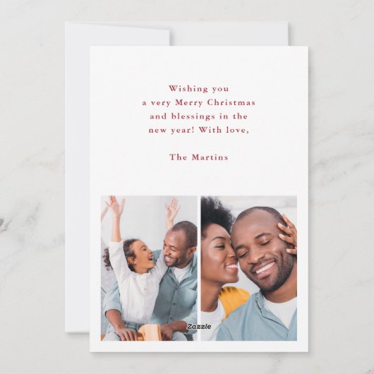 Merry Kerstcollage Vijf Foto Rood en Wit Feestdagenkaart (Achterkant)