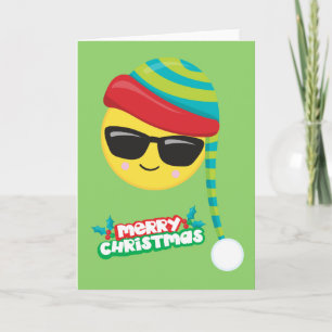 Merry Kerstcool Winter Emoji Card Feestdagen Kaart