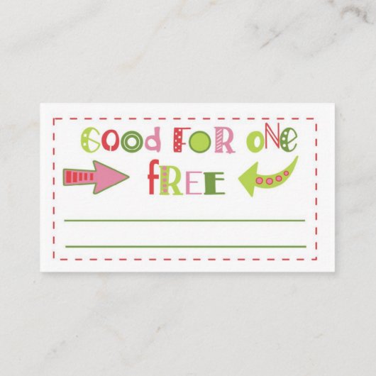 Merry-kerstcoupons Visitekaartje (Achterkant)