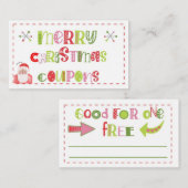 Merry-kerstcoupons Visitekaartje (Voorkant / Achterkant)