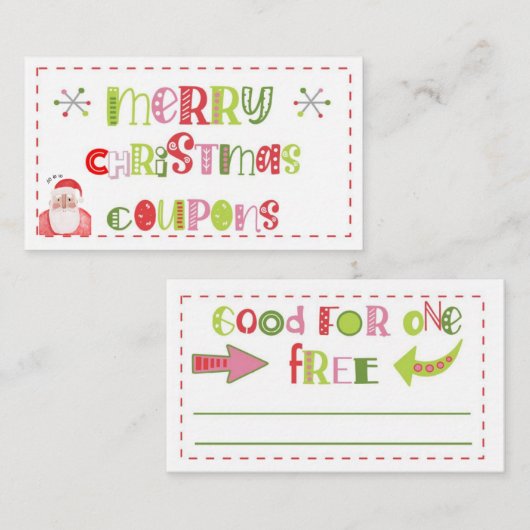 Merry-kerstcoupons Visitekaartje (Voorkant / Achterkant)