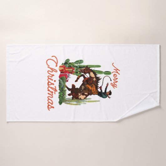 Merry Kerstcowboy Badhanddoek (Badhanddoek)