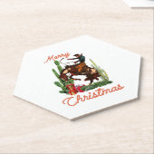 Merry Kerstcowboy Kartonnen Onderzetters (Schuin)