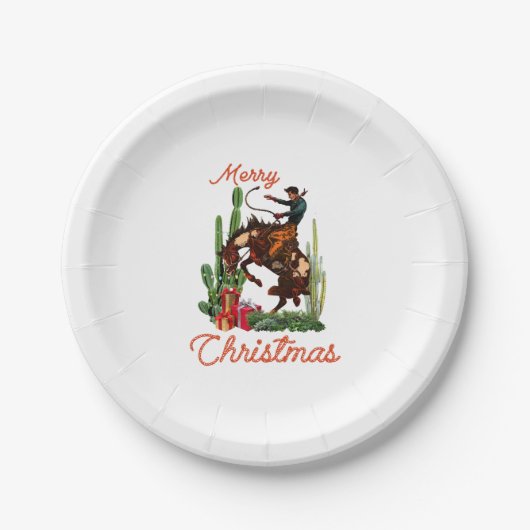 Merry Kerstcowboy Papieren Bordje (Voorkant)
