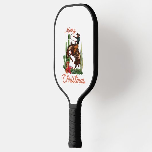 Merry Kerstcowboy Pickleball Paddle (Links)