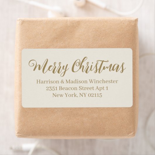 Merry kerstcrème Gold script Retouradres Etiket (Insitu)