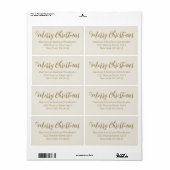 Merry kerstcrème Gold script Retouradres Etiket (Full Sheet)