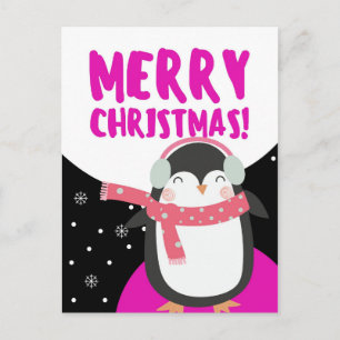 Merry Kerstcute Cartoon Penguin Briefkaart