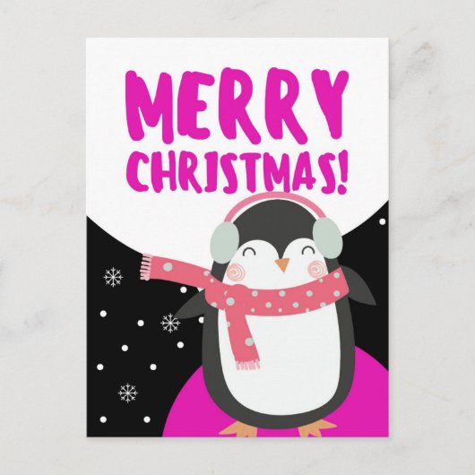 Merry Kerstcute Cartoon Penguin Briefkaart (Voorkant)