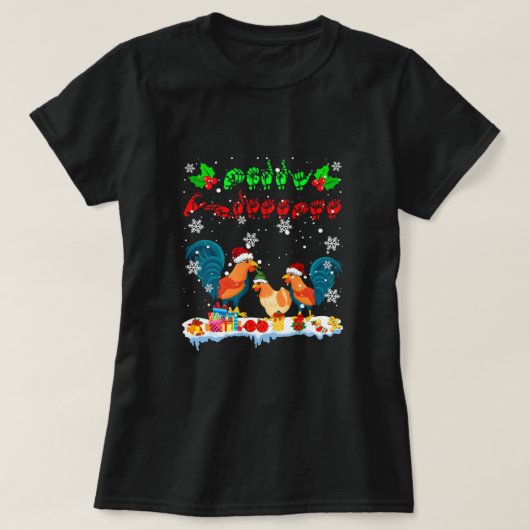 Merry Kerstcute Chicken Farmer ASL Sign Langu T-shirt (Design voorkant)