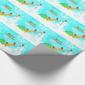 Merry Kerstcute Dinosaurs Cadeaupapier (Hoek)