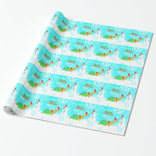 Merry Kerstcute Dinosaurs Cadeaupapier