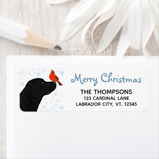 Merry Kerstcute Dog Black Labrador Etiket (Insitu)