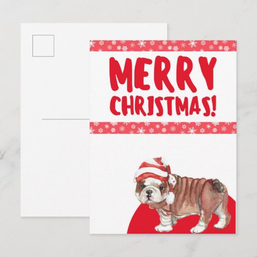 Merry Kerstcute Dog Briefkaart (Voorkant / Achterkant)