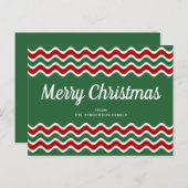 Merry Kerstcute Green Red Wave Stripes Briefkaart (Voorkant / Achterkant)