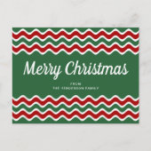 Merry Kerstcute Green Red Wave Stripes Briefkaart (Voorkant)