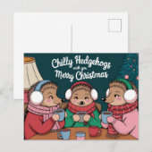 Merry Kerstcute Hedegel Briefkaart (Voorkant / Achterkant)