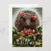 Merry Kerstcute Hedegel Feestdagenkaart (Voorkant / Achterkant)