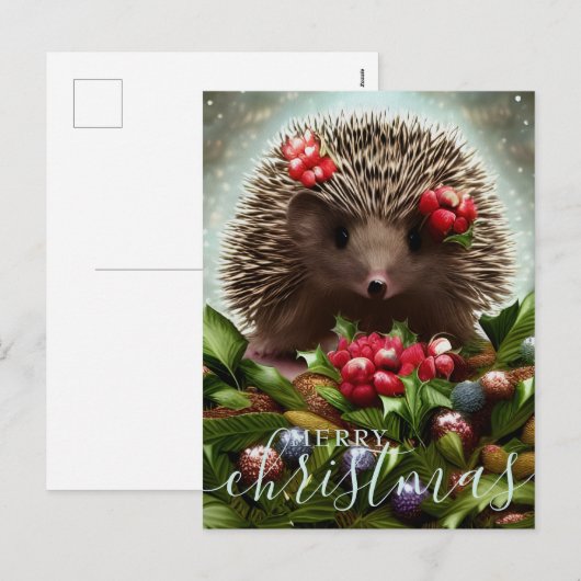 Merry Kerstcute Hedegel Feestdagenkaart (Voorkant / Achterkant)