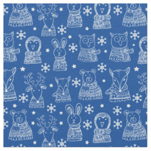 Merry Kerstcute Holiday Animal Patroon Stof