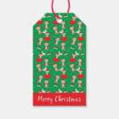 Merry Kerstcute Monkey Santa Hat Pattern Cadeaulabel (Voorkant)